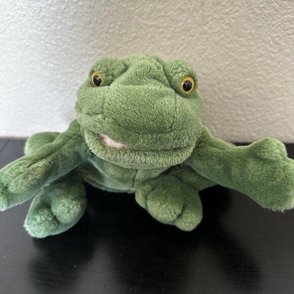 Russ Berrie Croaker Green Frog Hand Puppet Plush Stuffed Animal 10" Sound Works! - Picture 1 of 6